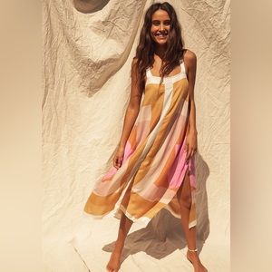 NWT Miranda White Multi Geometric Print Midi Dress